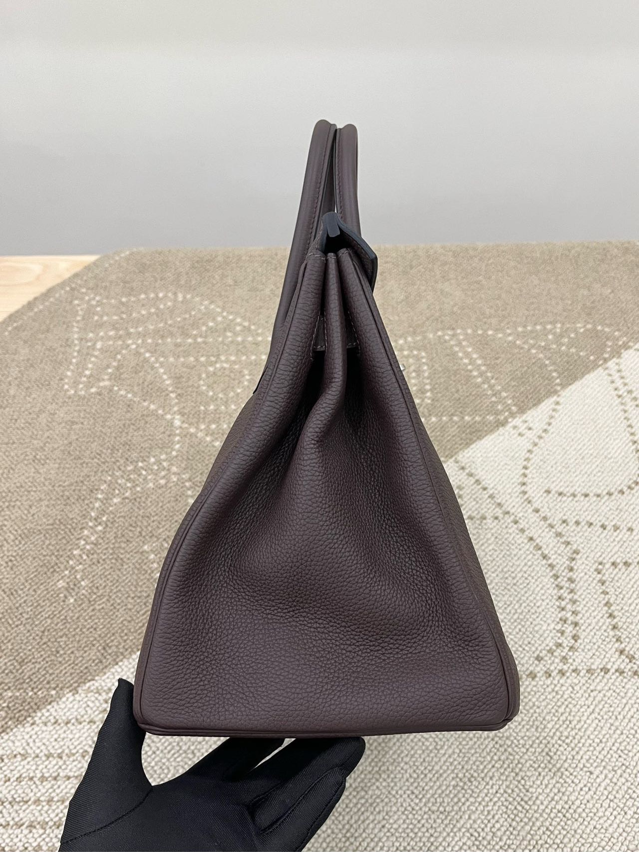 Pre-owned Certified Hermes Birkin 35 in Ebene Togo Leather with Silver Hardware, 2019, w/ full set