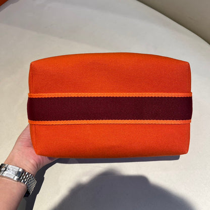 Pre-owned Certified Hermes Bride a Brac PM Orange Canvas, Not Used