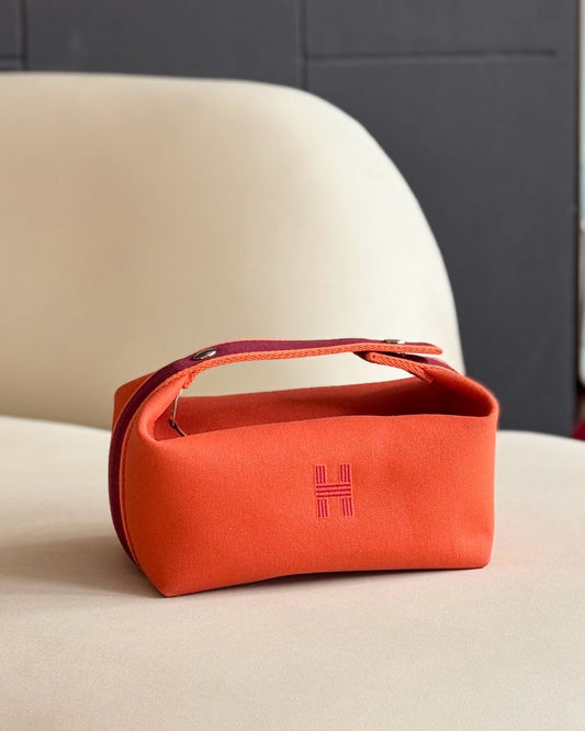 Pre-owned Certified Hermes Bride a Brac PM Orange Canvas, Not Used