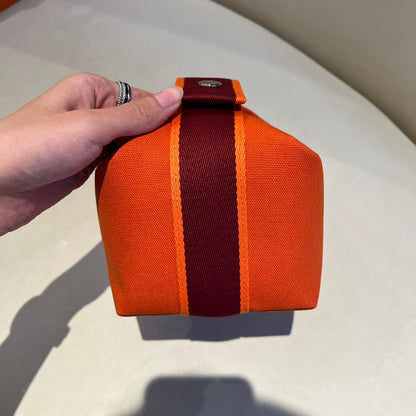 Pre-owned Certified Hermes Bride a Brac PM Orange Canvas, Not Used