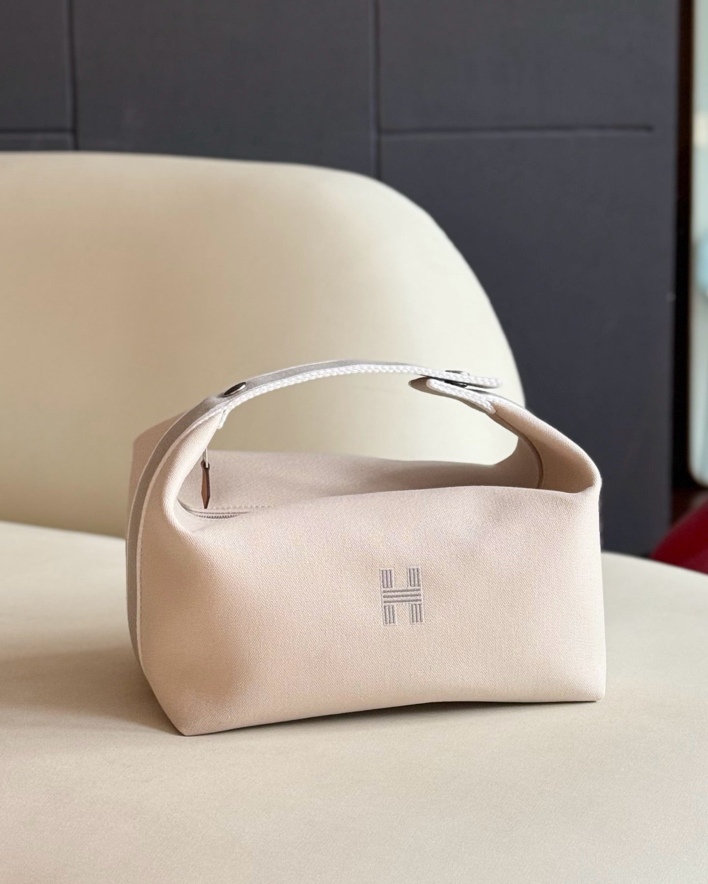 Pre-owned Certified Hermes Bride a Brac Pouch GM Canvas Oatmeal Color, Not Used