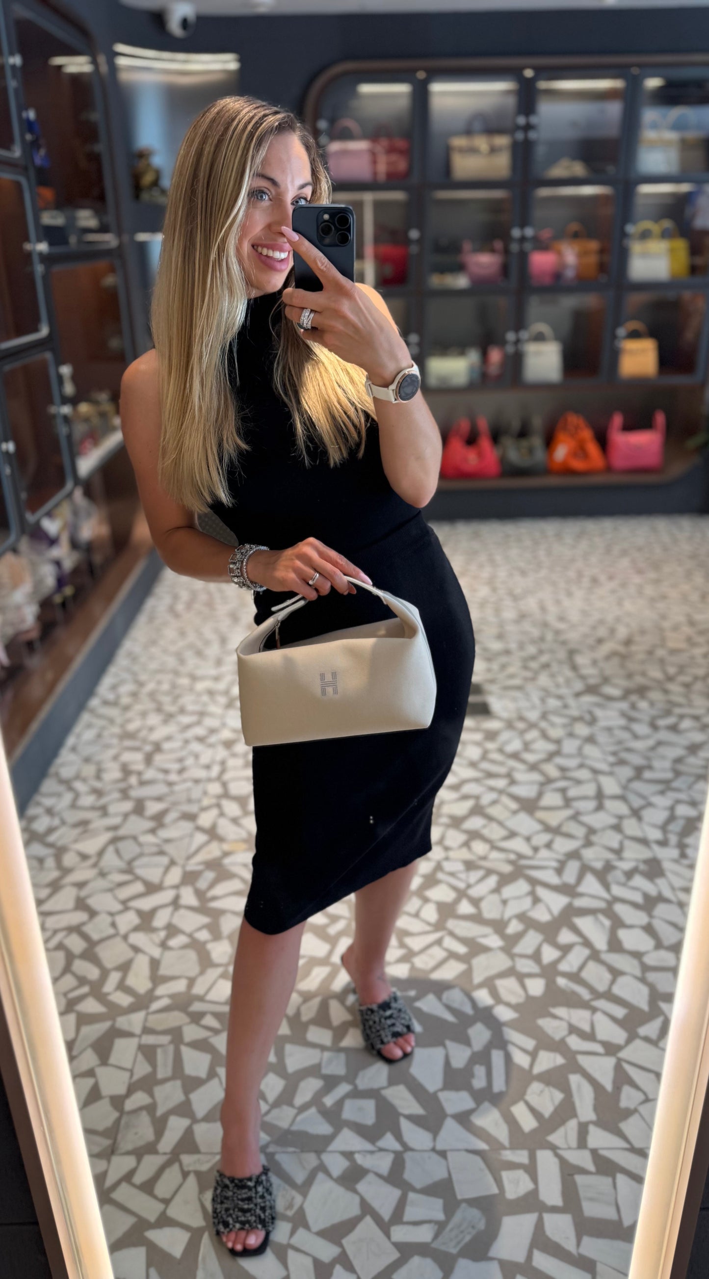 Pre-owned Certified Hermes Bride a Brac Pouch GM Canvas Oatmeal Color, Not Used