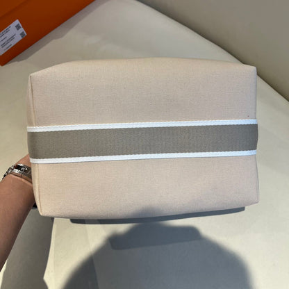 Pre-owned Certified Hermes Bride a Brac Pouch GM Canvas Oatmeal Color, Not Used