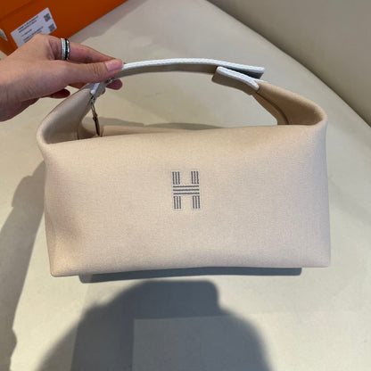 Pre-owned Certified Hermes Bride a Brac Pouch GM Canvas Oatmeal Color, Not Used