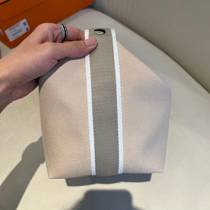 Pre-owned Certified Hermes Bride a Brac Pouch GM Canvas Oatmeal Color, Not Used