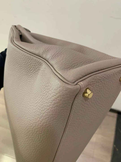 Pre-owned Certified Hermes Kelly 35 Retourne 81 Gris Tourterelle Togo with Golden Hardware, 2015 (T), w/ dust bag, lock&key, strap