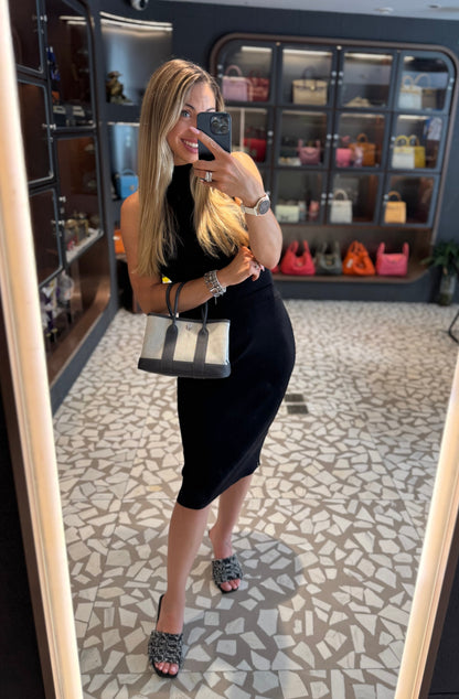 Pre-owned Certified Hermes Mini Garden Party 23 Canvas with Leather 85 Ardoise Grey, 2025 (K), Not Used, Full Set - Box, Dust Bag