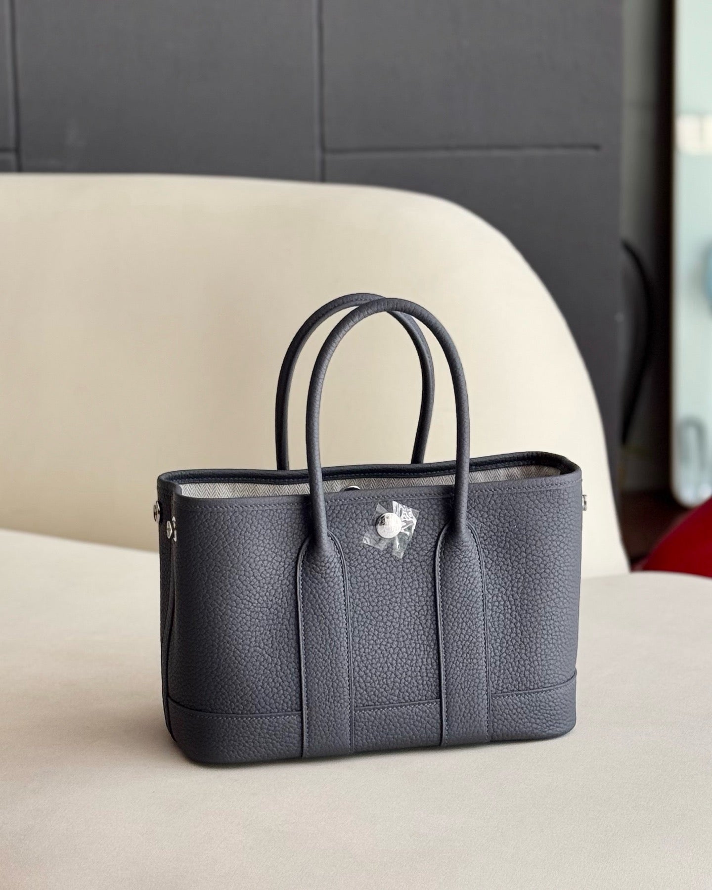 Pre-owned Certified Hermes Mini Garden Party 23 Clemence Leather 85 Ardoise Grey, 2024 (W), Not Used, Full Set - Box, Dust Bag