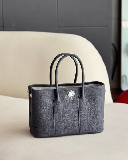 Pre-owned Certified Hermes Mini Garden Party 23 Clemence Leather 85 Ardoise Grey, 2024 (W), Not Used, Full Set - Box, Dust Bag