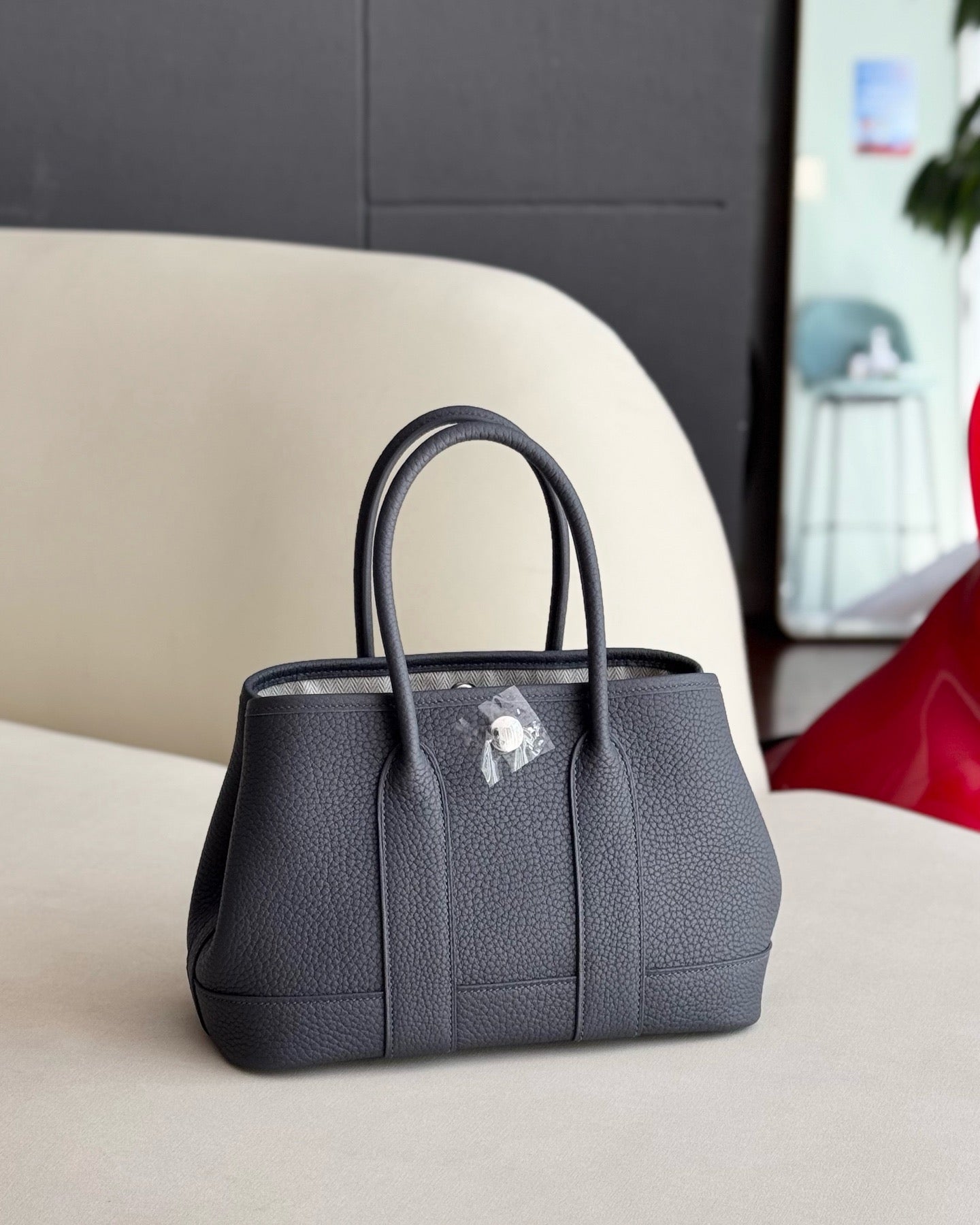 Pre-owned Certified Hermes Mini Garden Party 23 Clemence Leather 85 Ardoise Grey, 2024 (W), Not Used, Full Set - Box, Dust Bag