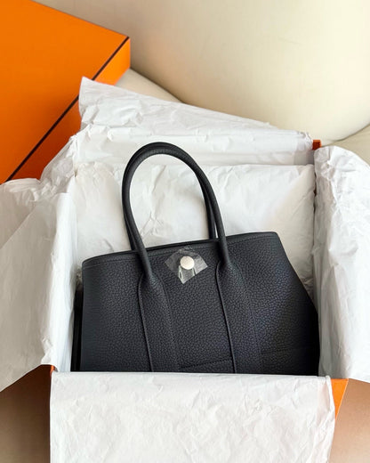 Pre-owned Certified Hermes Mini Garden Party 23 Clemence Leather 85 Ardoise Grey, 2024 (W), Not Used, Full Set - Box, Dust Bag