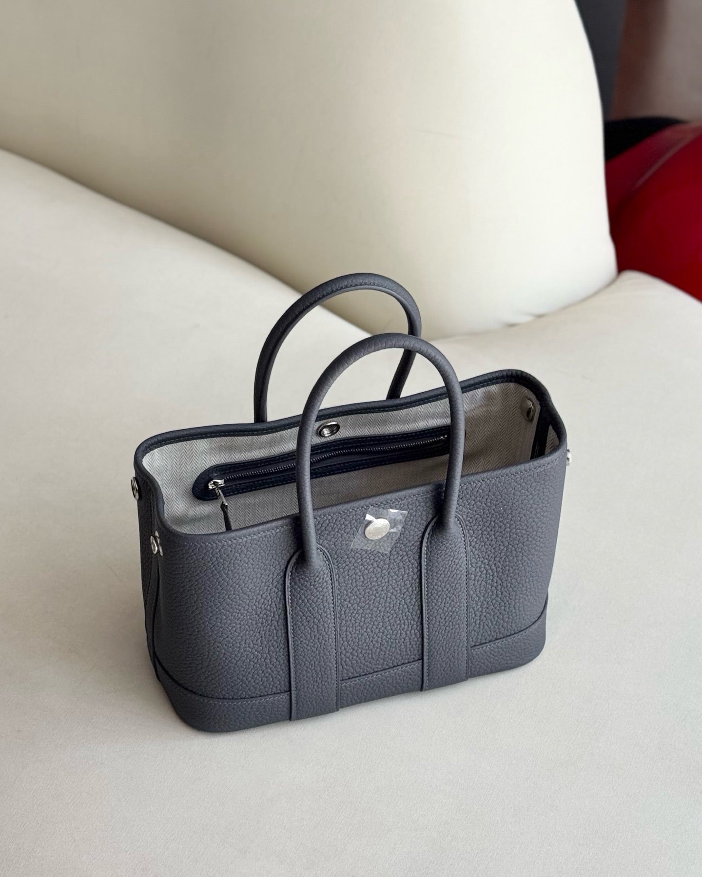 Pre-owned Certified Hermes Mini Garden Party 23 Clemence Leather 85 Ardoise Grey, 2024 (W), Not Used, Full Set - Box, Dust Bag