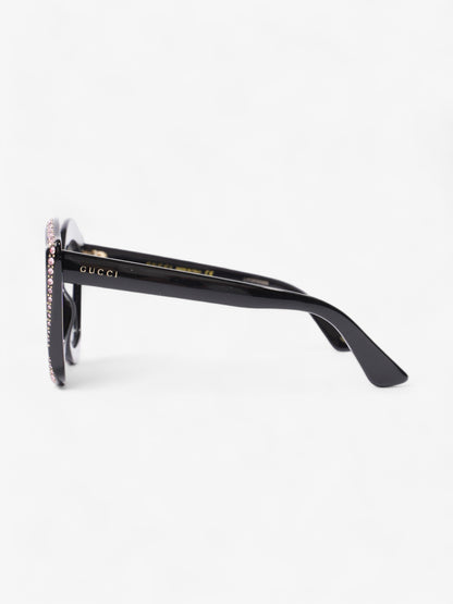 Gucci Crystal Cat Eye Sunglasses Black / Pink Acetate 140mm