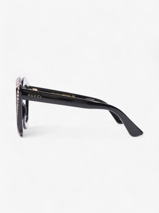 Gucci Crystal Cat Eye Sunglasses Black / Pink Acetate 140mm