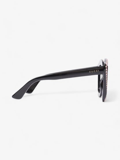 Gucci Crystal Cat Eye Sunglasses Black / Pink Acetate 140mm