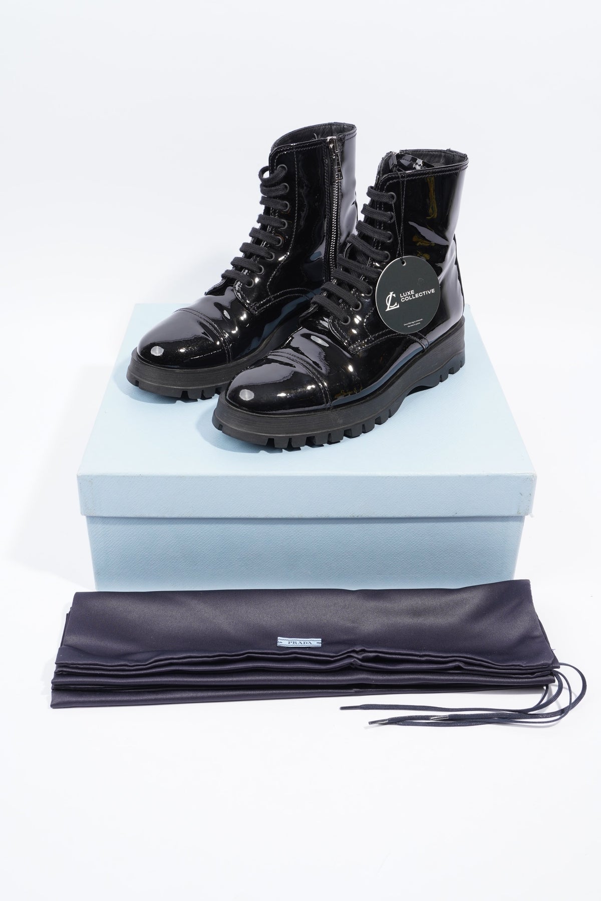 Prada Boots Black Patent Leather EU 36.5 UK 3.5