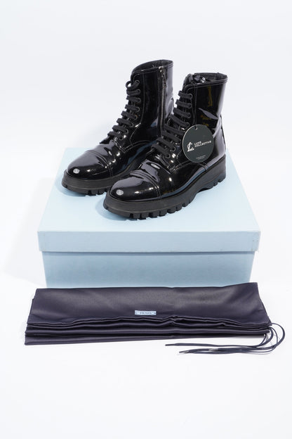 Prada Boots Black Patent Leather EU 36.5 UK 3.5