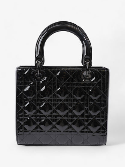 Christian Dior Lady Dior Black Patent Leather Medium