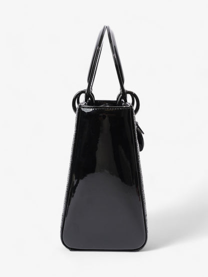 Christian Dior Lady Dior Black Patent Leather Medium