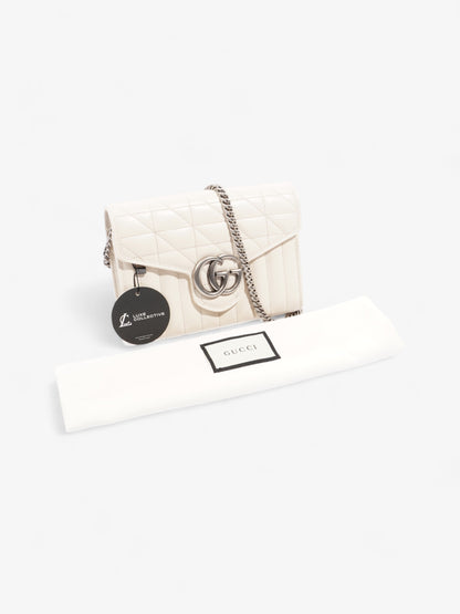 Gucci GG Marmont Chain Wallet White Matelasse Leather
