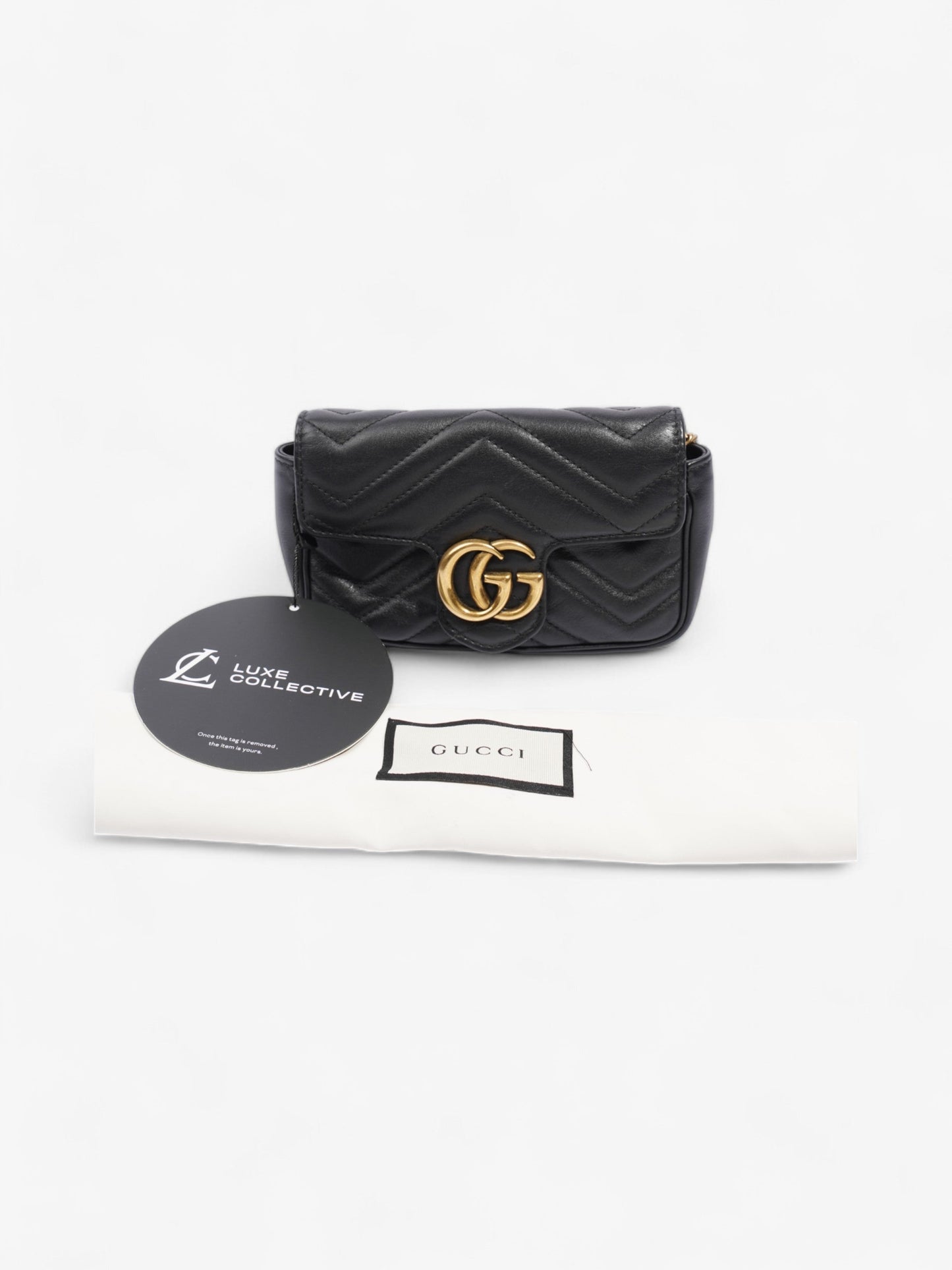Gucci GG Marmont Black Matelasse Leather Super Mini