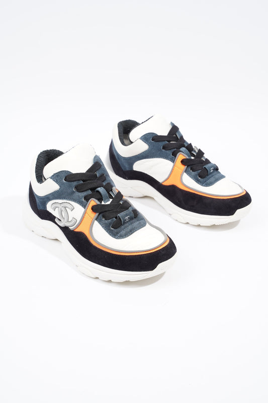 Chanel CC Logo Sneaker White   Black   Orange Suede EU 36 UK 3