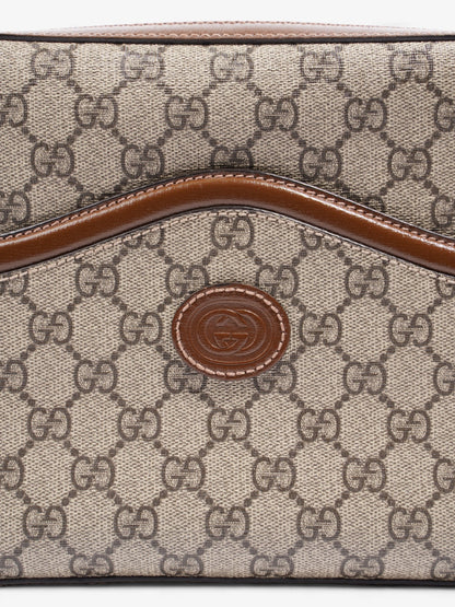 Gucci Messenger Bag with Double G GG Supreme / Brown Coated Canvas Small