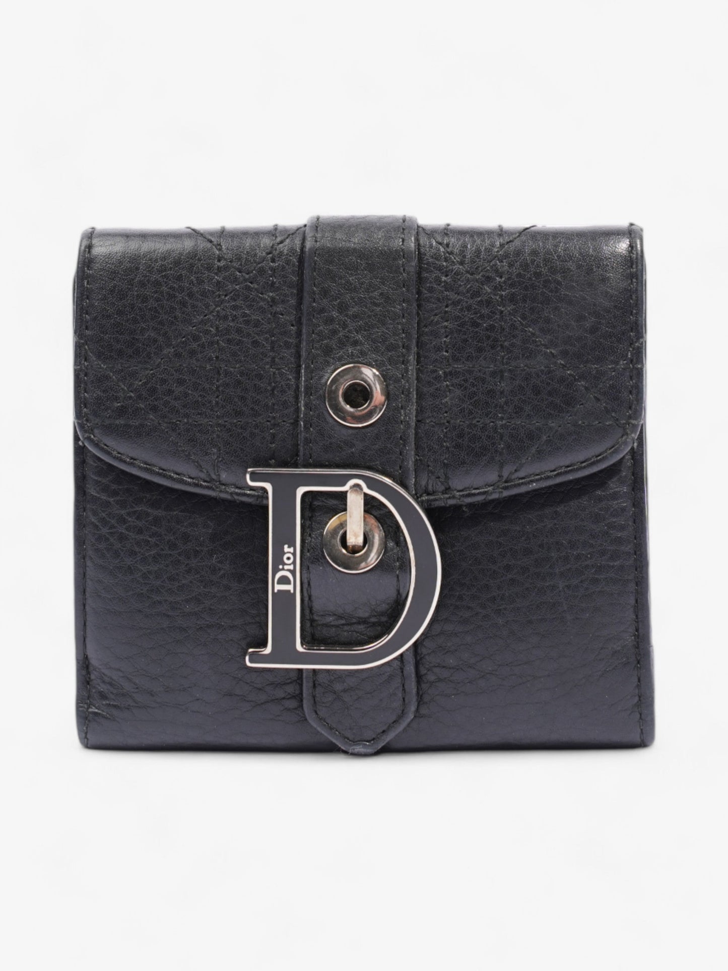 Christian Dior D Charm Purse Black Leather