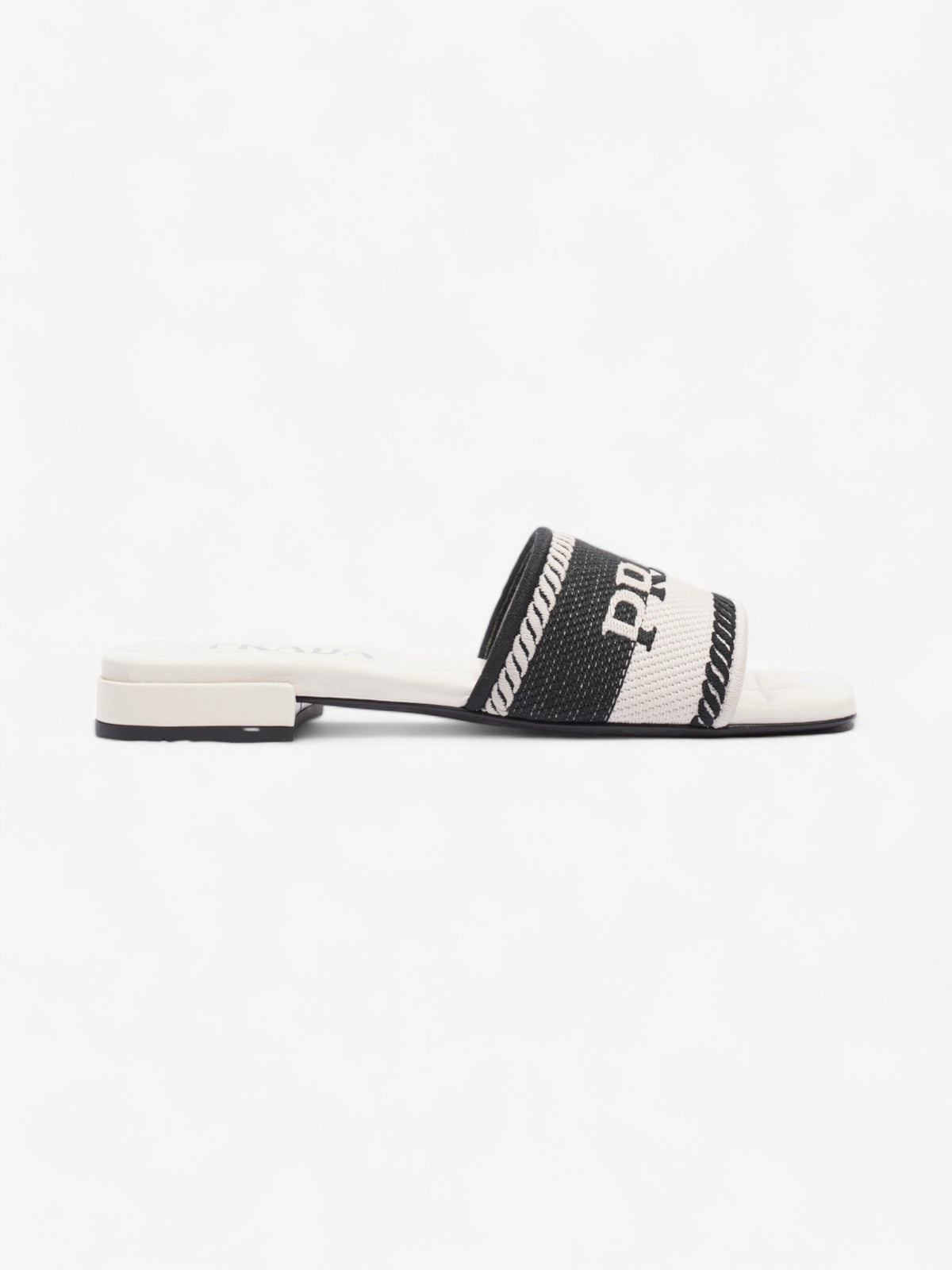 Prada Logo Two-Colour Slider White / Black Fabric EU 36 UK 3