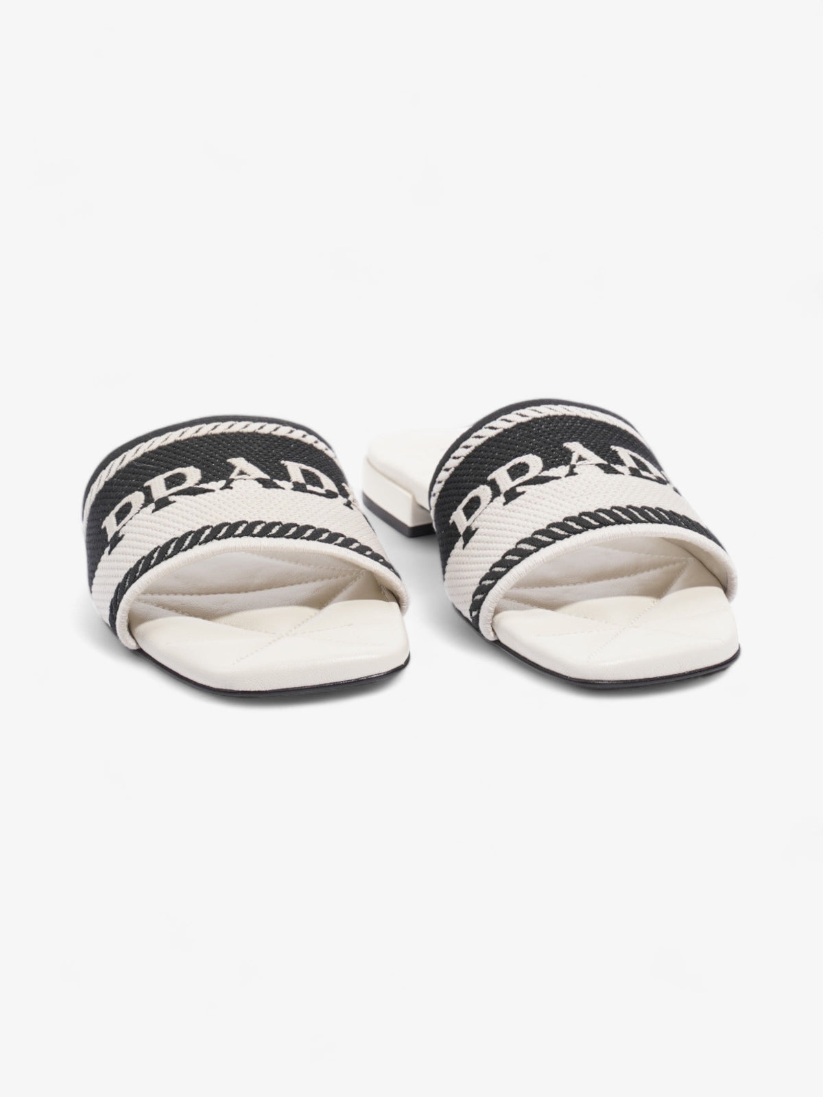 Prada Logo Two-Colour Slider White / Black Fabric EU 36 UK 3