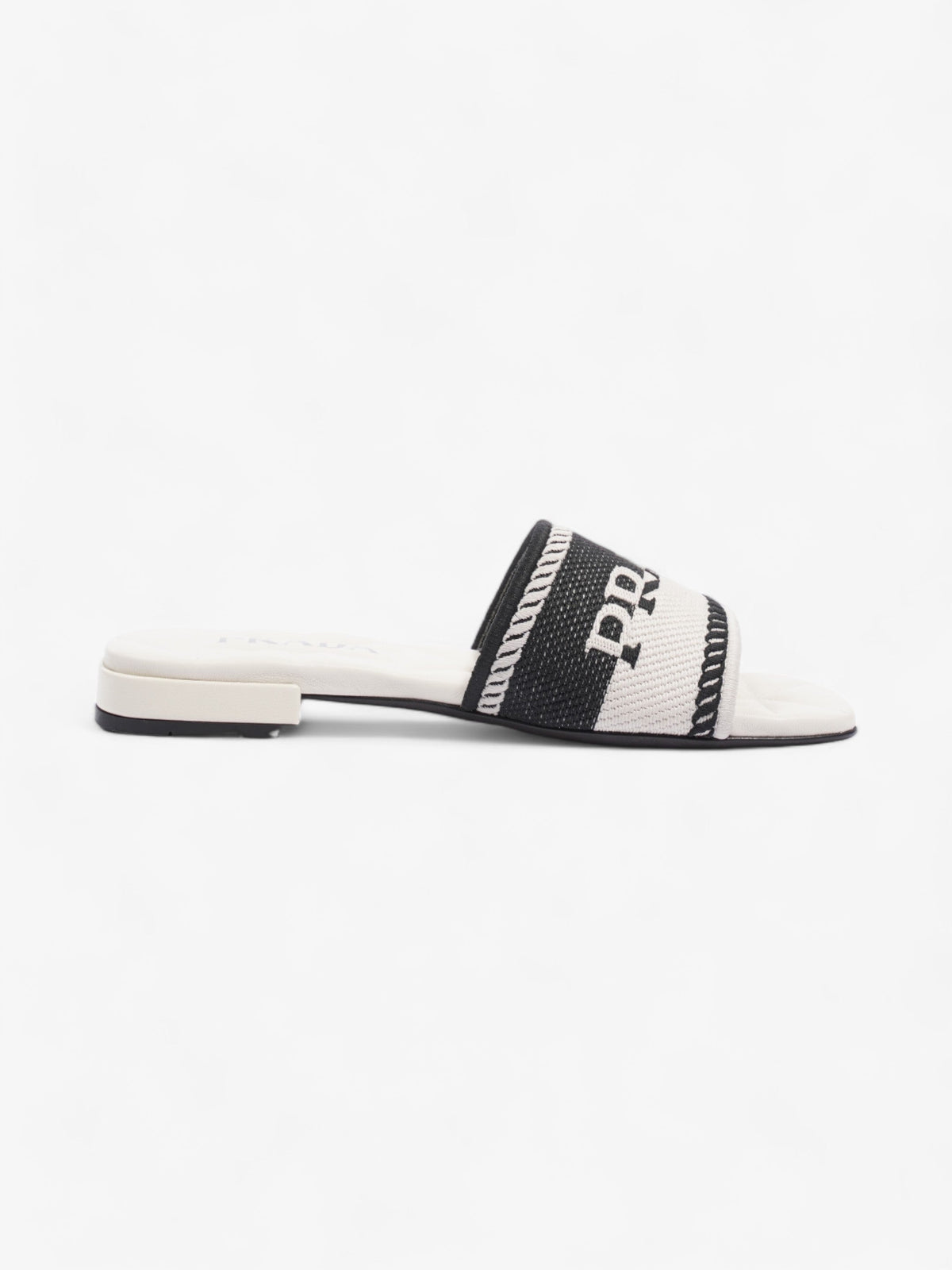 Prada Logo Two-Colour Slider White / Black Fabric EU 36 UK 3