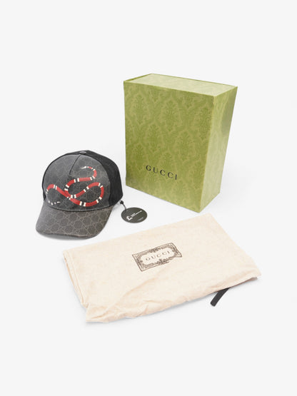 Gucci Kingsnake Print Cap Black GG Supreme / Red Snake Coated Canvas Medium