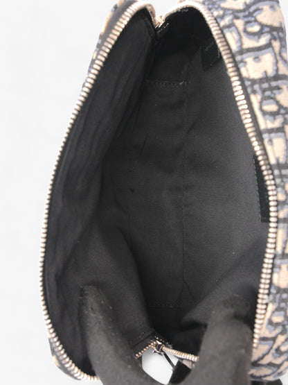 Christian Dior Safari Bag with Strap Black Oblique / Beige Cotton
