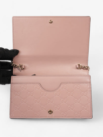 Gucci Bow Continental Chain Wallet Pink Guccissima Leather