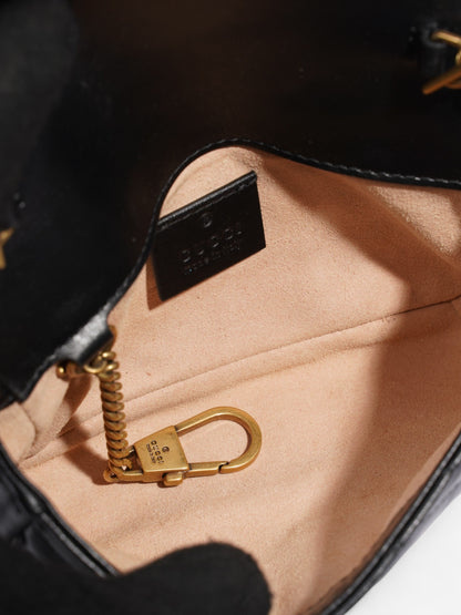 Gucci GG Marmont Black Matelasse Leather Super Mini