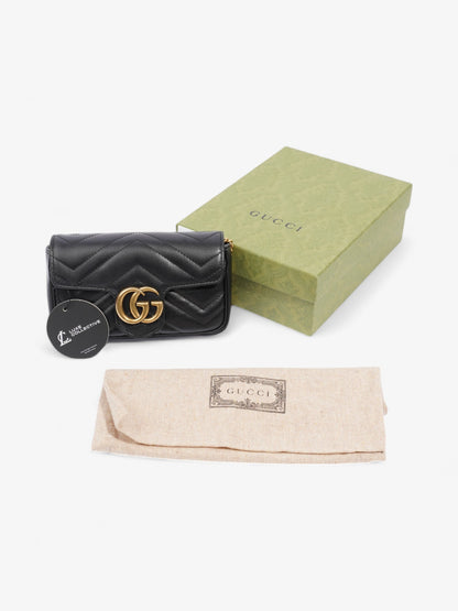 Gucci GG Marmont Black Matelasse Leather Super Mini