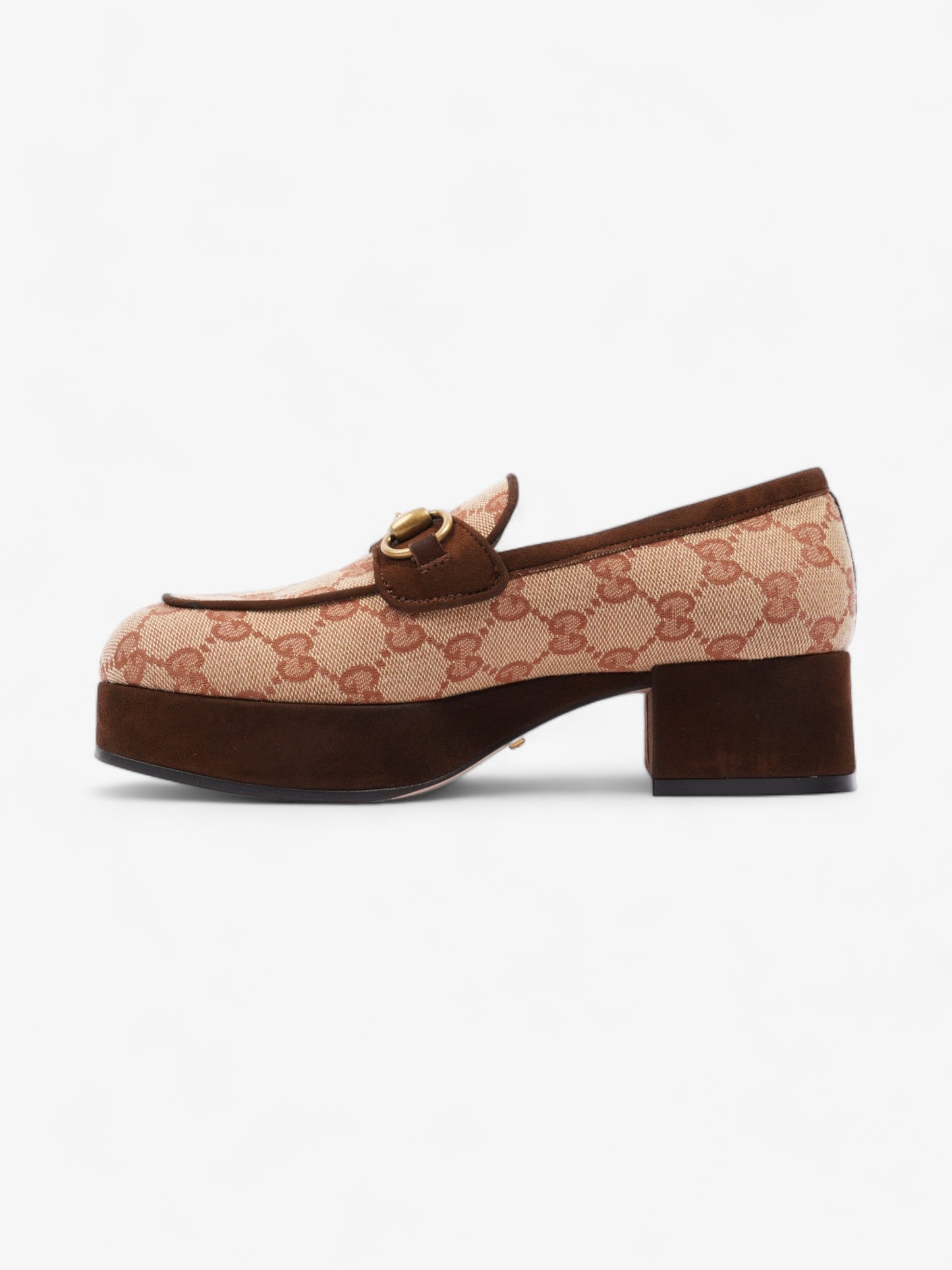 Gucci Horsebit Loafer Beige / Brown Canvas EU 35.5 UK 2.5