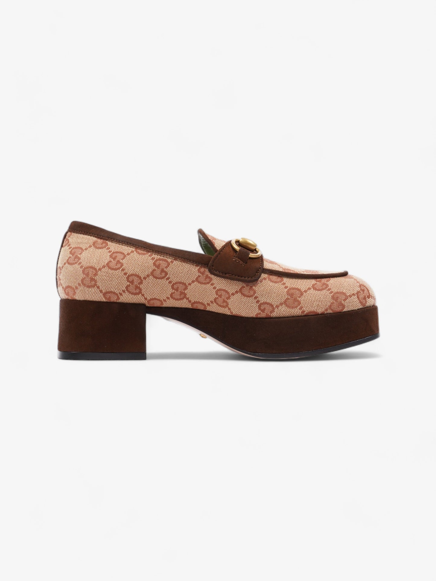 Gucci Horsebit Loafer Beige / Brown Canvas EU 35.5 UK 2.5