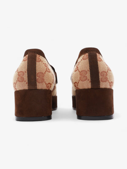 Gucci Horsebit Loafer Beige / Brown Canvas EU 35.5 UK 2.5