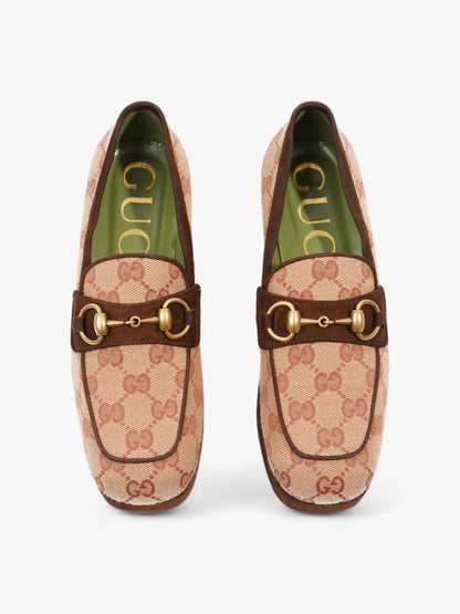 Gucci Horsebit Loafer Beige / Brown Canvas EU 35.5 UK 2.5