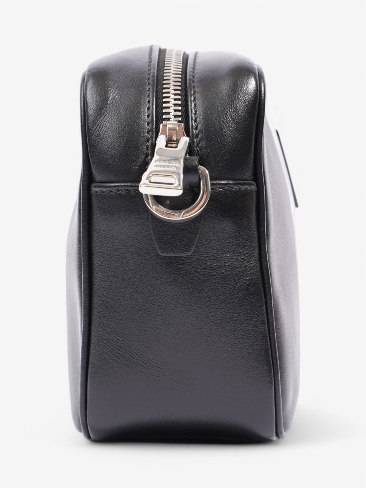Prada Banana Triangle Camera Bag Black / White / Pink Leather