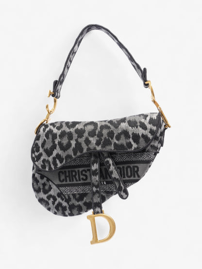Christian Dior Saddle Bag Black / Grey Cotton