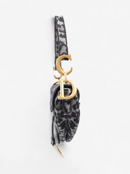 Christian Dior Saddle Bag Black / Grey Cotton
