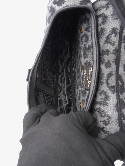 Christian Dior Saddle Bag Black / Grey Cotton
