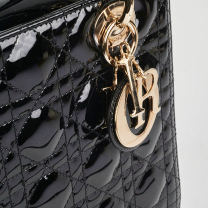 Dior Medium Lady Dior Patent Black