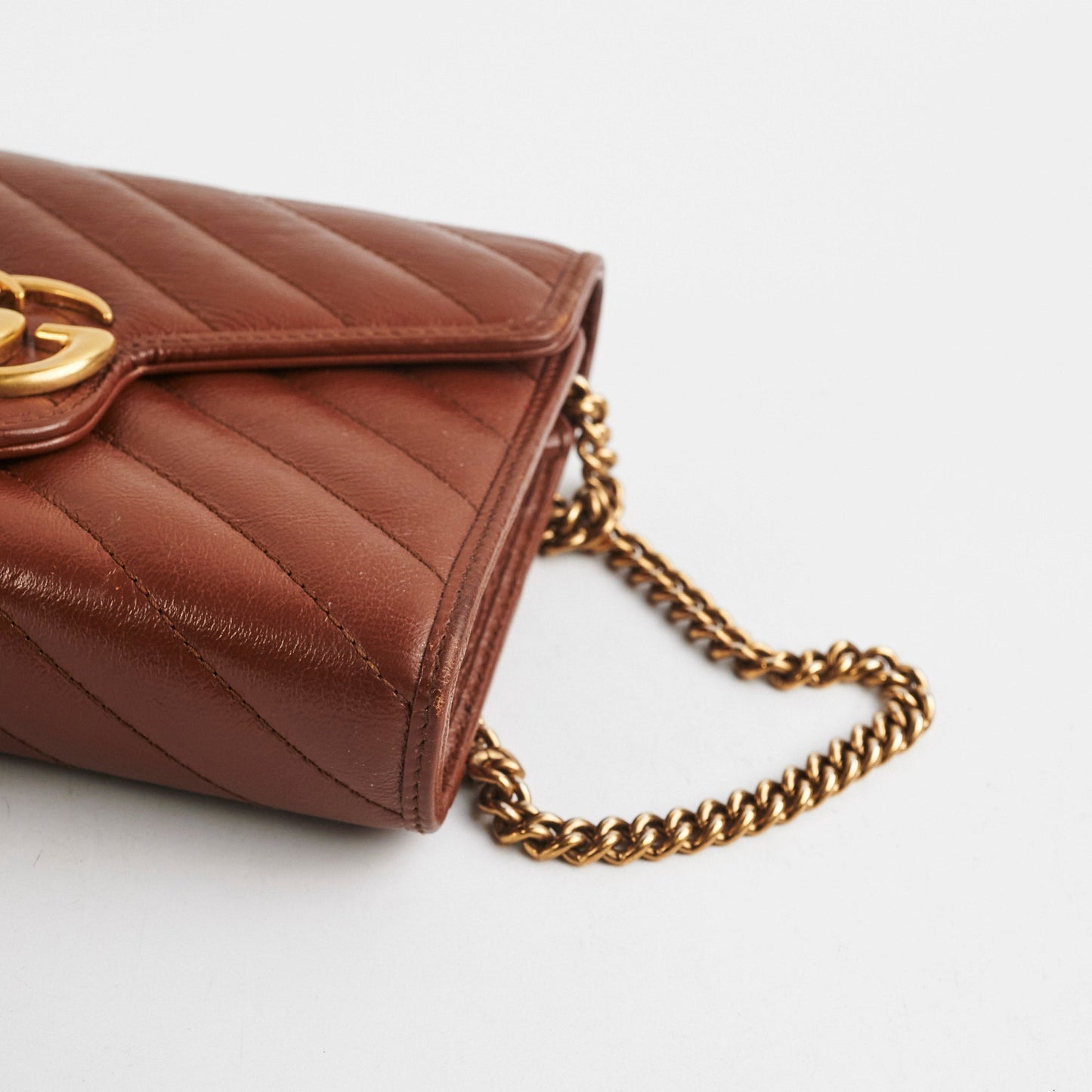 Gucci GG Marmont Matelasse Mini Bag Tan WOC Wallet on chain