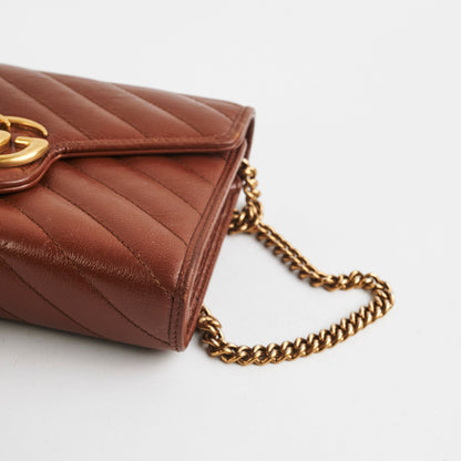 Gucci GG Marmont Matelasse Mini Bag Tan WOC Wallet on chain