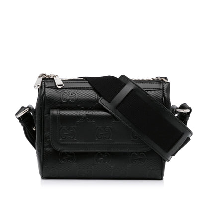 Gucci GG Crossbody Bag Black Embossed Leather