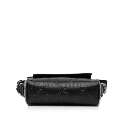 Gucci GG Crossbody Bag Black Embossed Leather