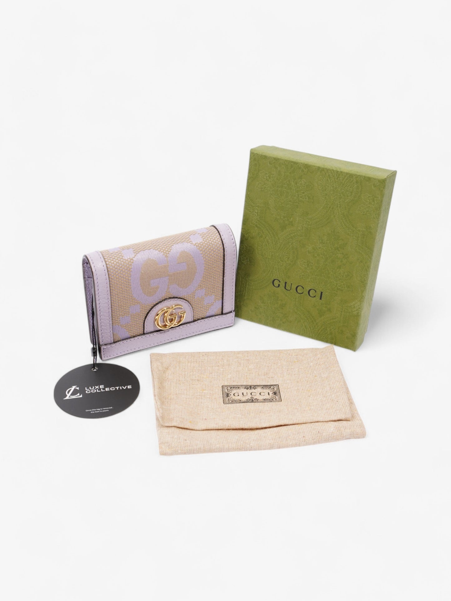 Gucci Jumbo GG Bi-Fold Wallet Lavender Canvas